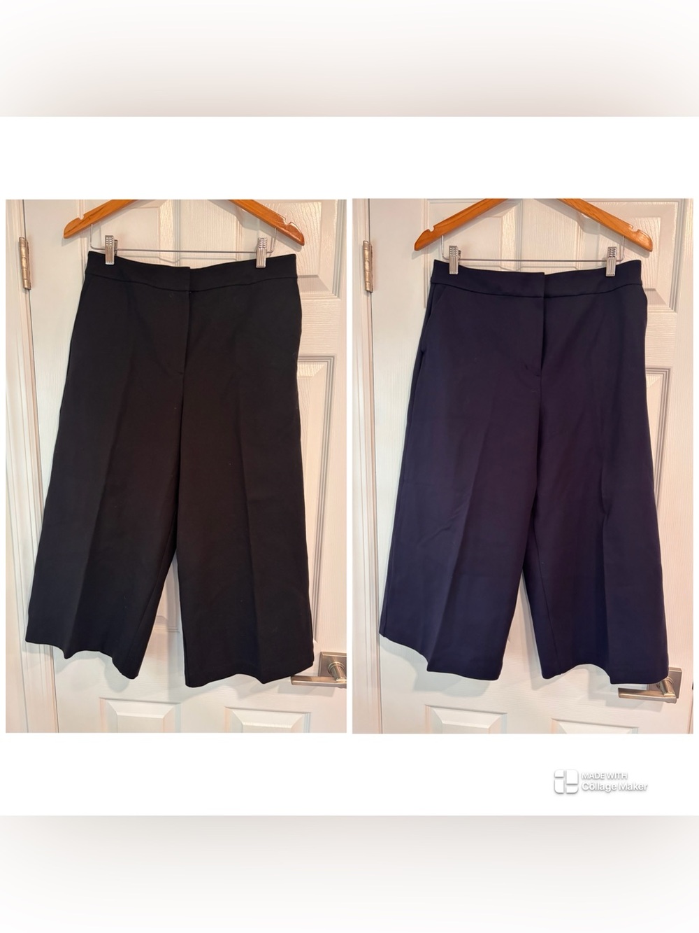 Set of 2 Boden black and navy wide-leg cropped trousers culottes size US10 P